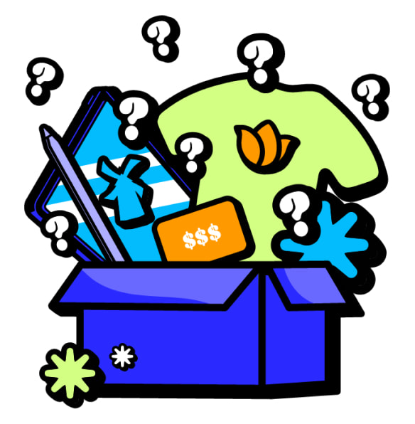 illustrated image of stickers in a box