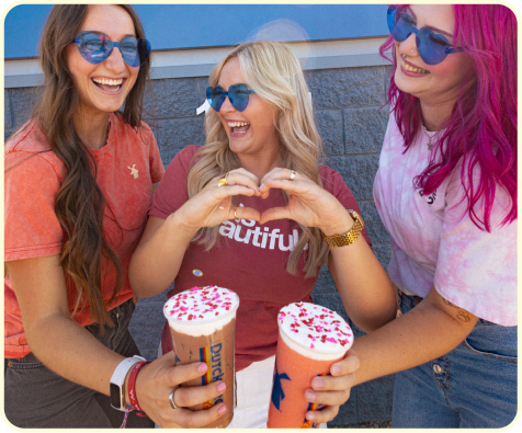 group of girls cheersing coffee